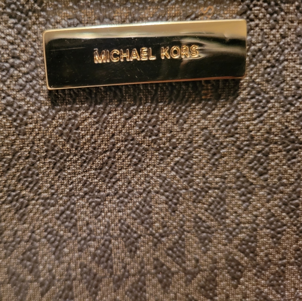 Michael Kors Brown Tan Mini Bag with Signature MK Pattern